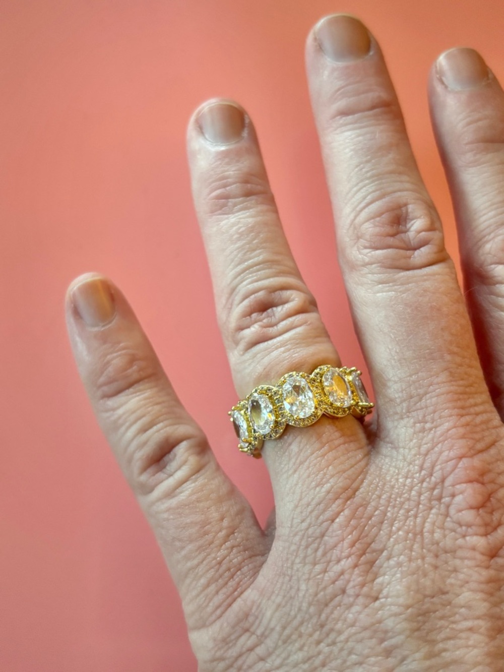 Gold-tone ring with oval stones - Picture 5 of 6